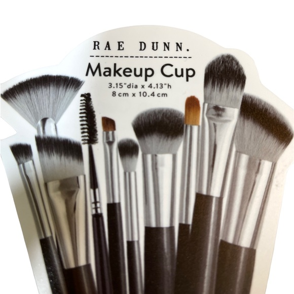 New Rae Dunn “EYES” Black Glass Make Up Holder with White Print - Picture 2 of 4